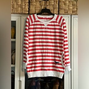 PINK Coral Striped Sweatshirt